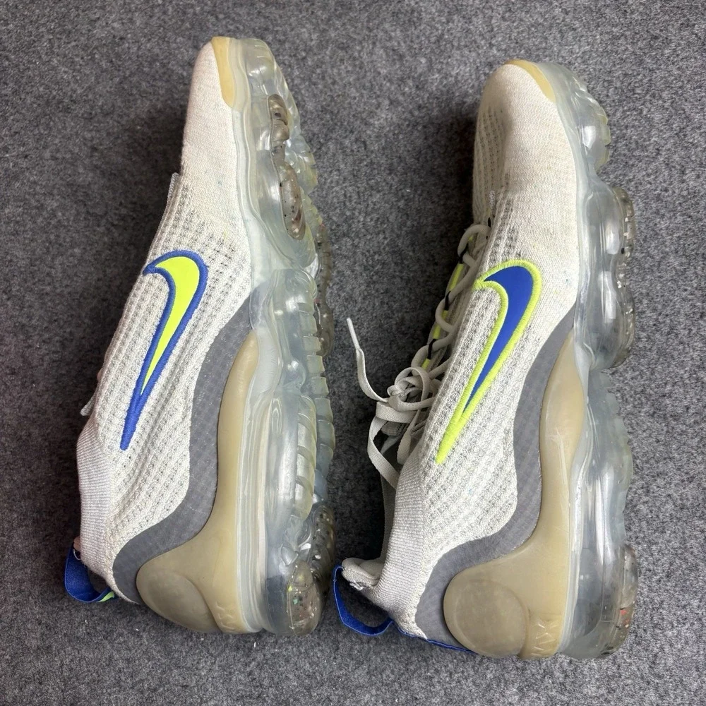 Nike Air VaporMax 2021 Flyknit White Volt Hyper Royal Men's Size 10.5